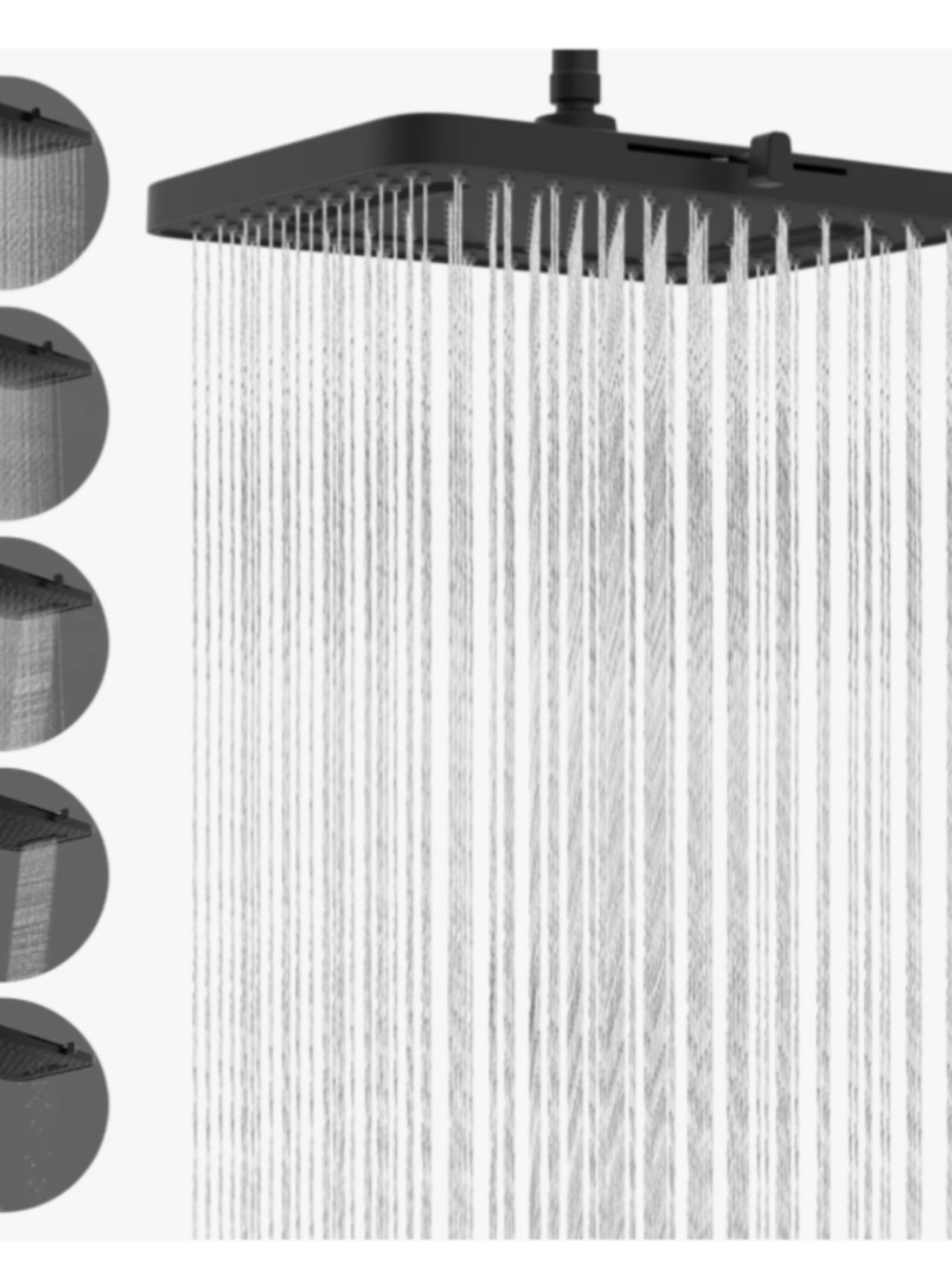 NWT Hibbent 13" Rainfall Shower Head, 5-Spray Settings - Matte Black